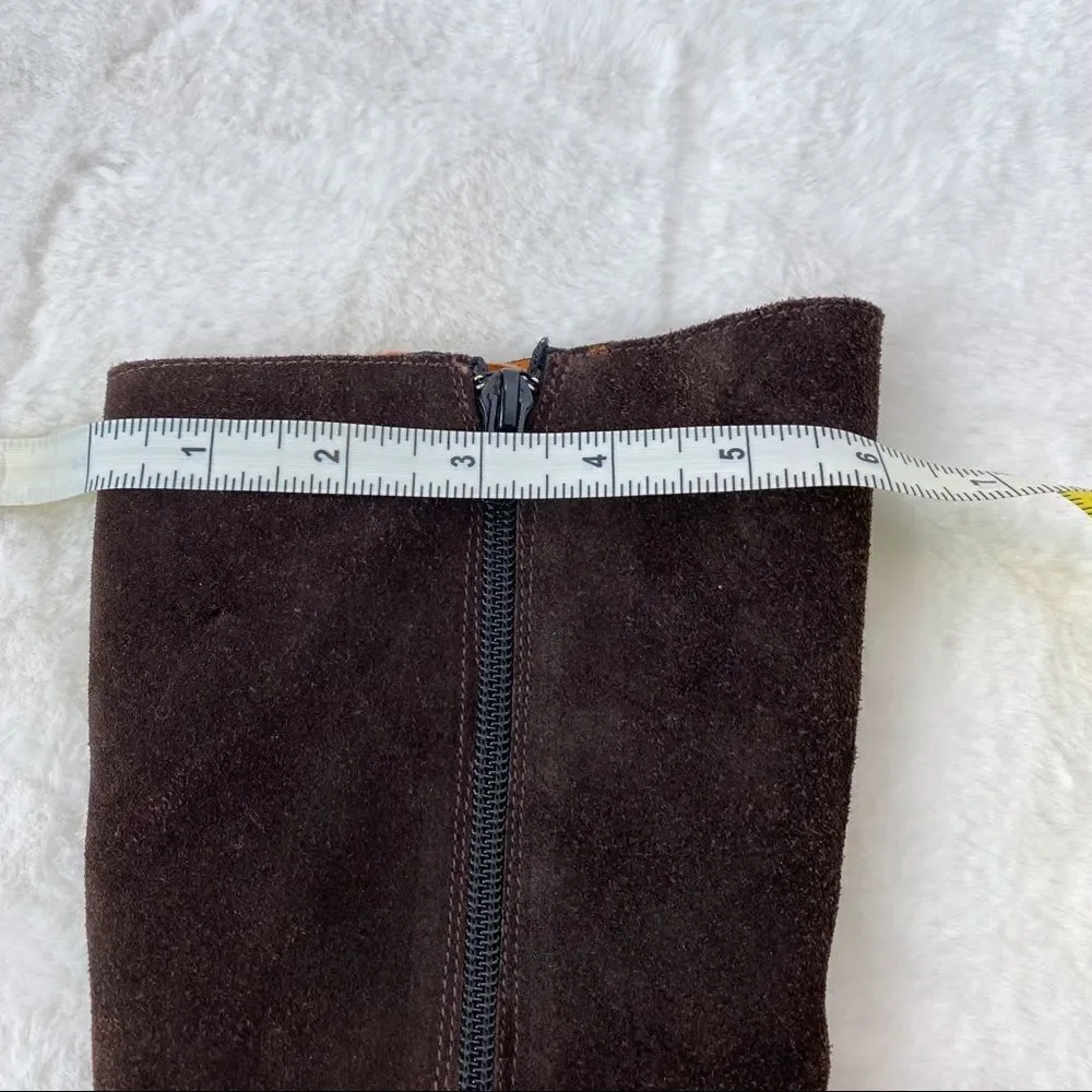 Tabarca By Pepa Brown Suede Embroidered Calf Boots Size 38